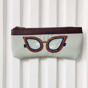  Girlboss - Grey Handcrafted Beadwork Cotton Spectacle Case