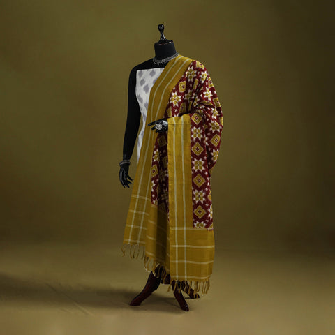 Telia rumal handloom cotton pochampally double ikat dupatta