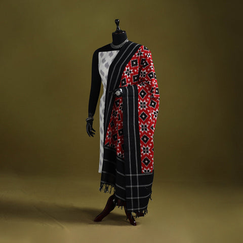 Telia rumal handloom cotton pochampally double ikat dupatta