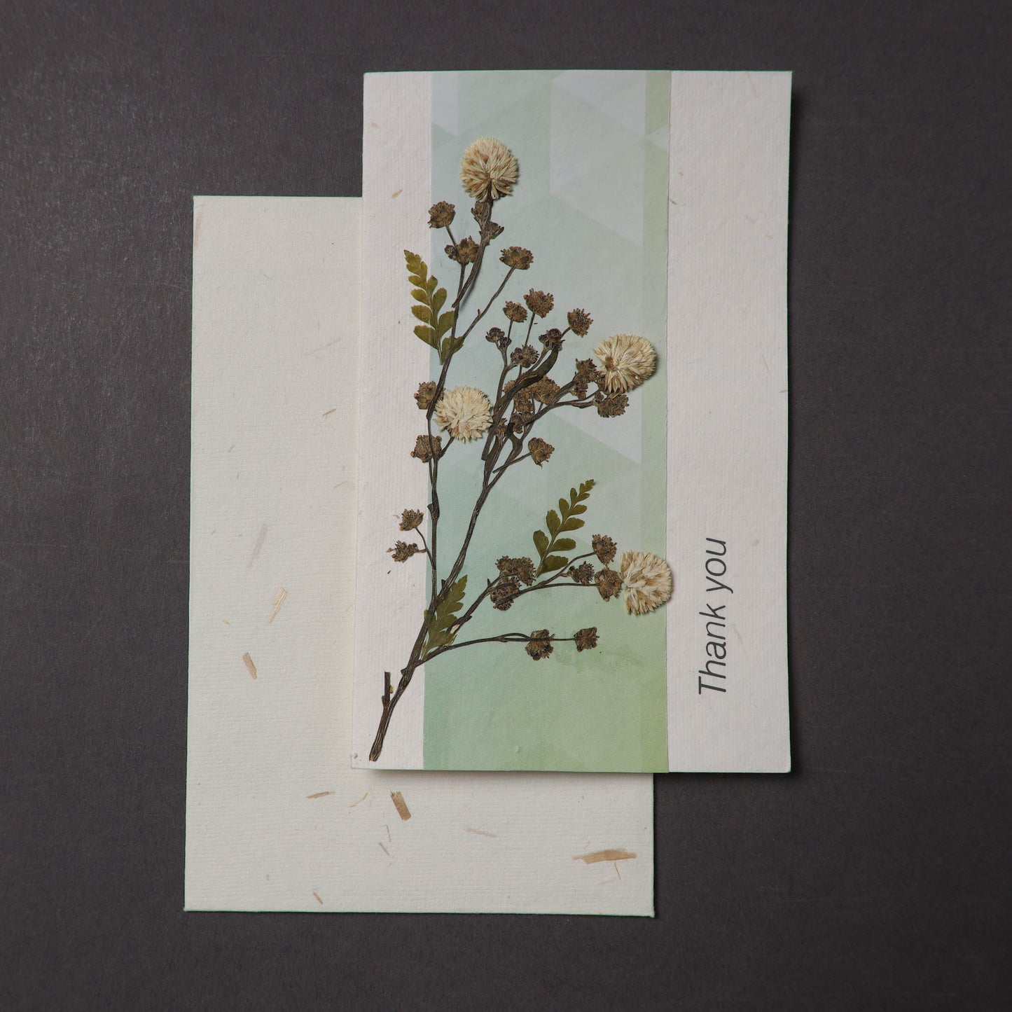 Thank You - Flower Art Handmade Paper Greeting Card 