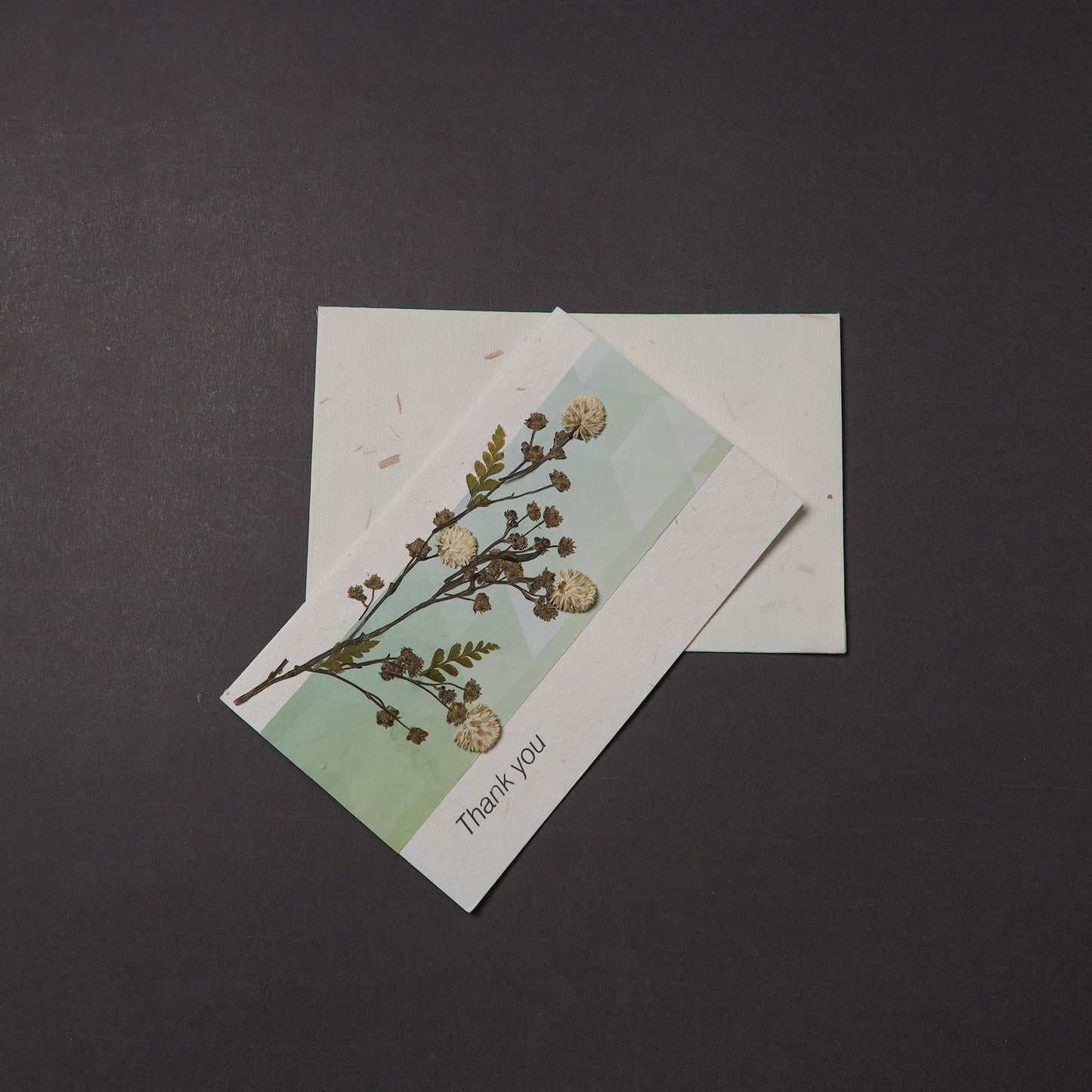 Thank You - Flower Art Handmade Paper Greeting Card 