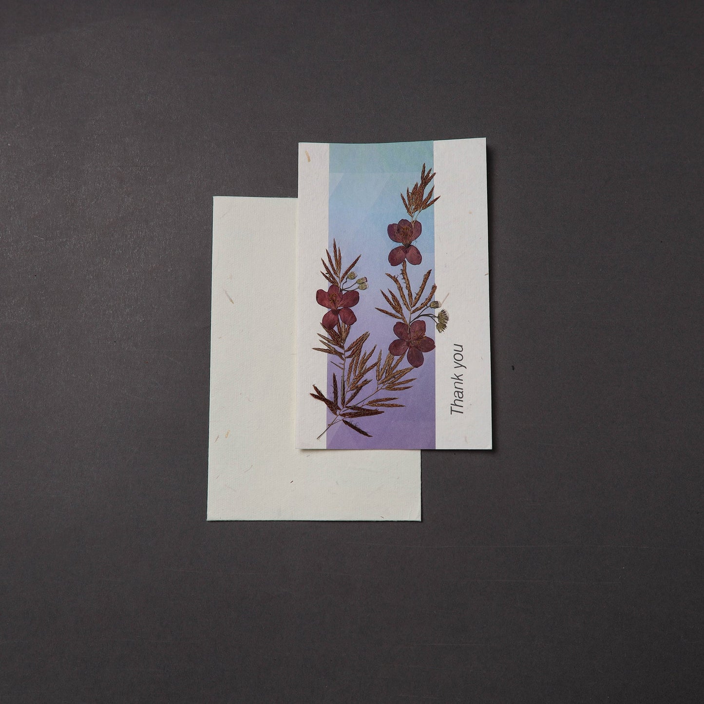 Thank You - Flower Art Handmade Paper Greeting Card 