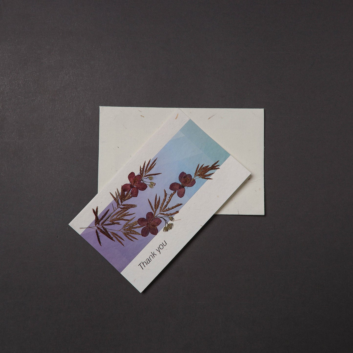 Thank You - Flower Art Handmade Paper Greeting Card 