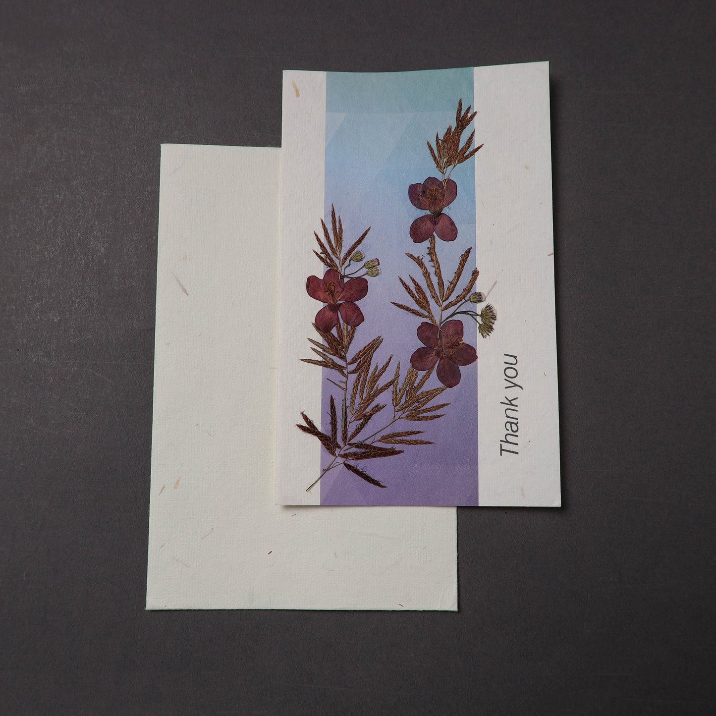 Thank You - Flower Art Handmade Paper Greeting Card 