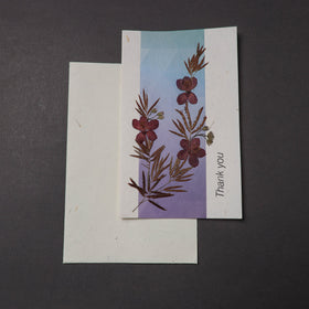 Thank You - Flower Art Handmade Paper Greeting Card 