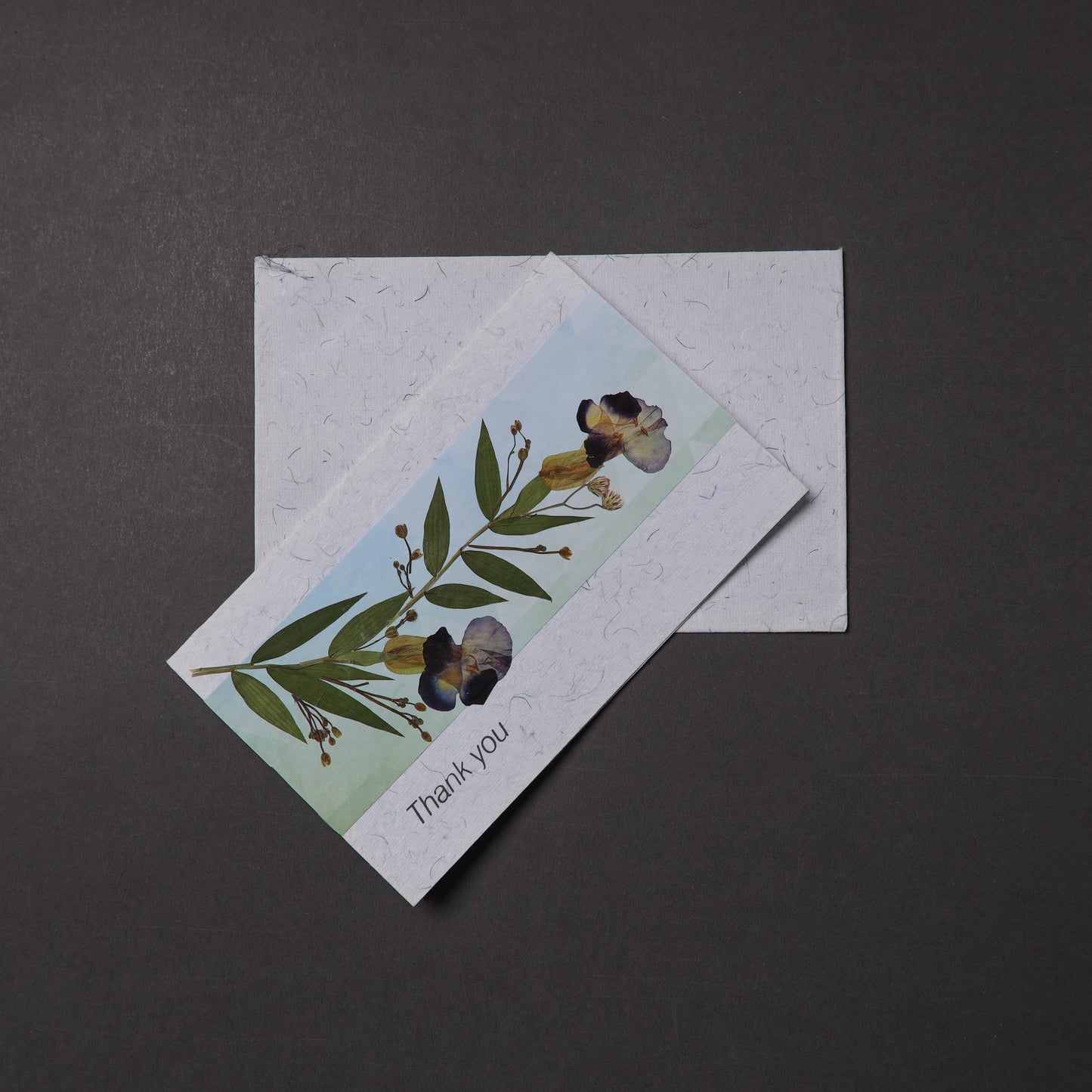 Thank You - Flower Art Handmade Paper Greeting Card 