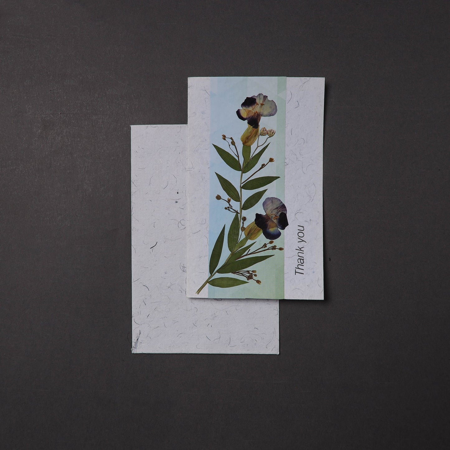 Thank You - Flower Art Handmade Paper Greeting Card 