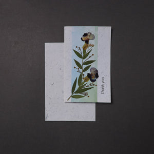 Thank You - Flower Art Handmade Paper Greeting Card 