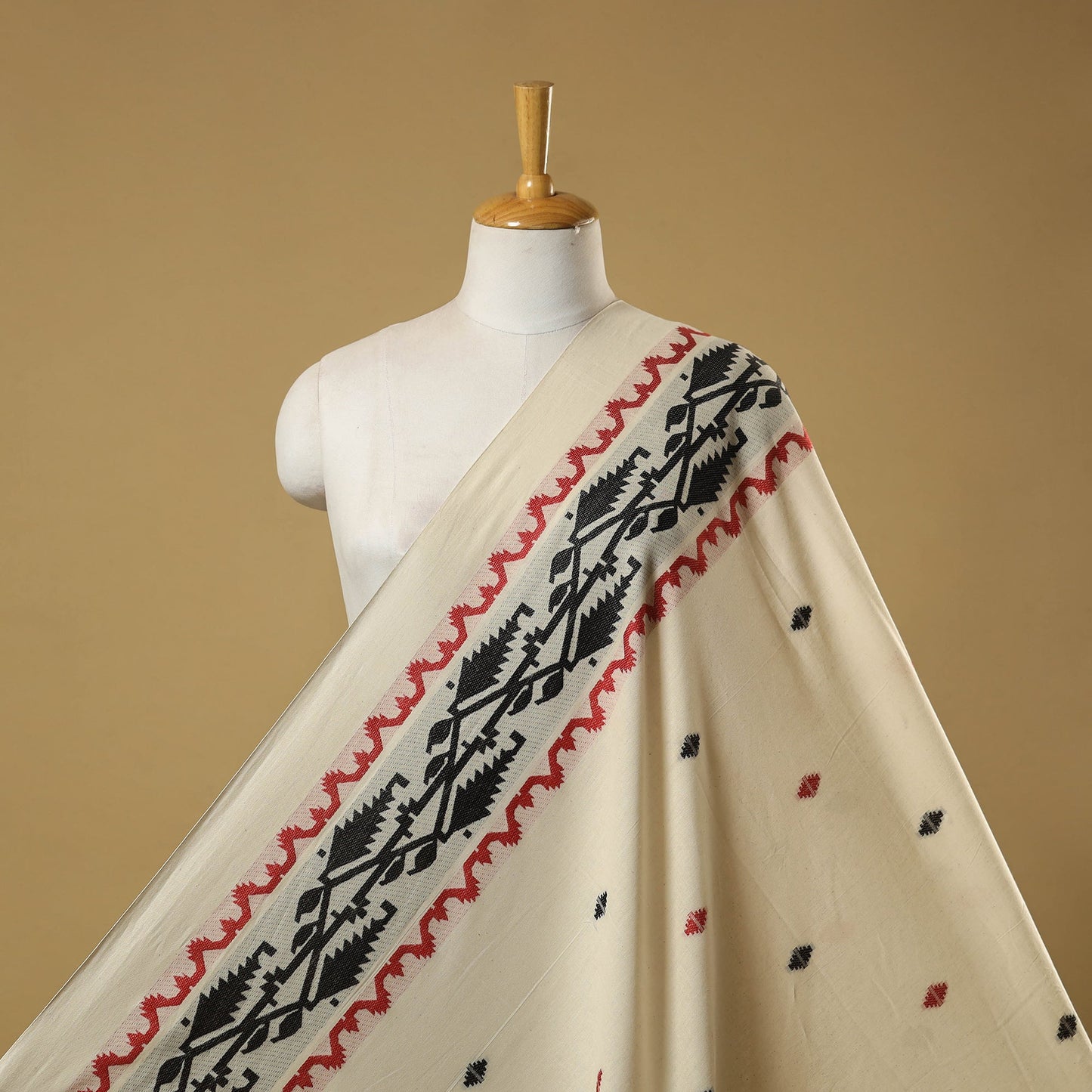 Thread buti cotton fabric with jamdani border 06