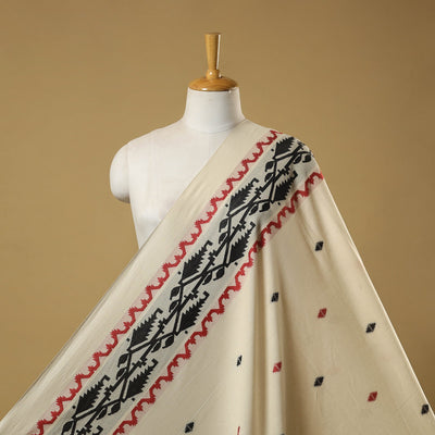 Thread buti cotton fabric with jamdani border 06