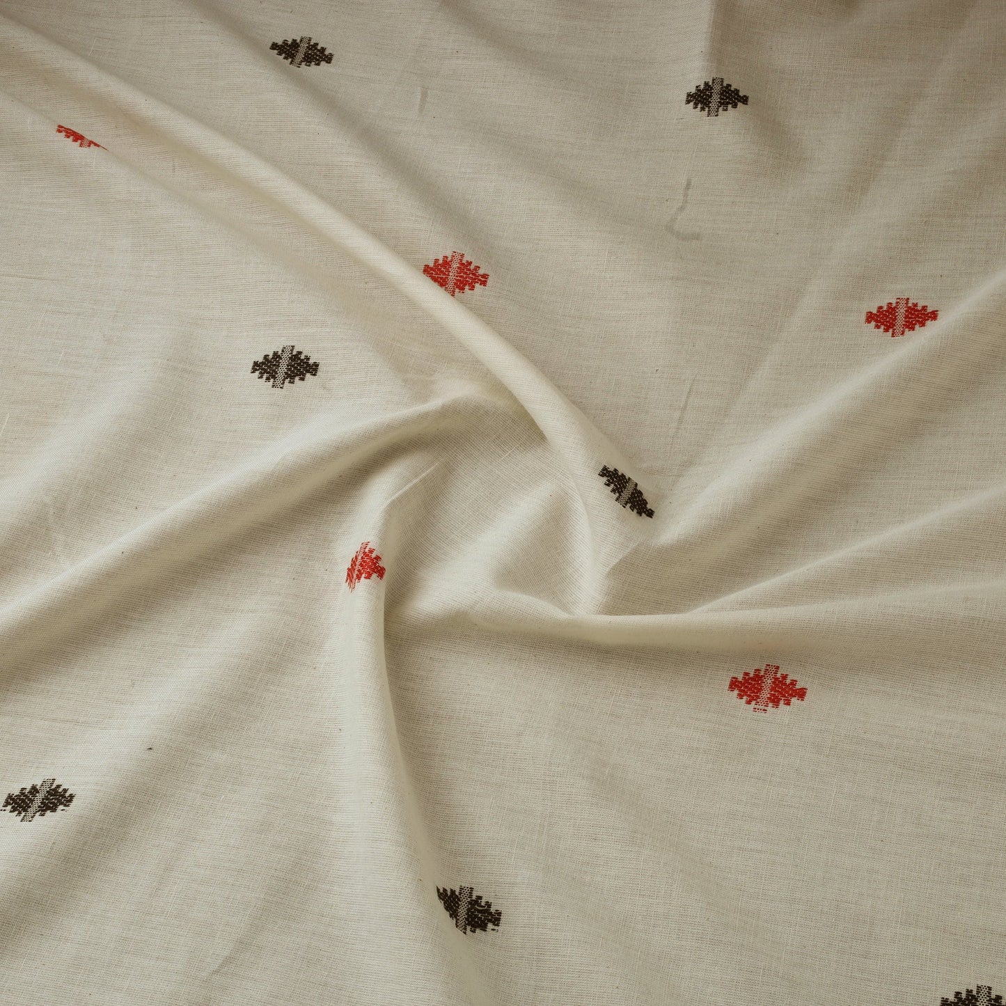 Thread buti cotton fabric with jamdani border 06