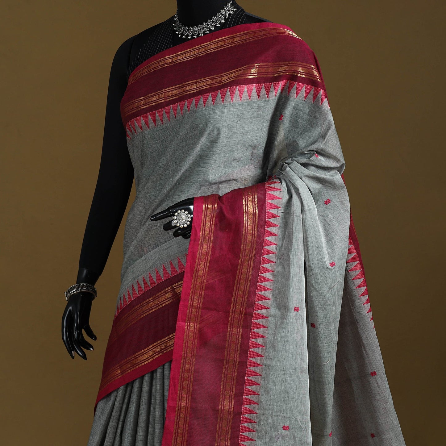 Thread buti cotton kanchipuram saree with border 56