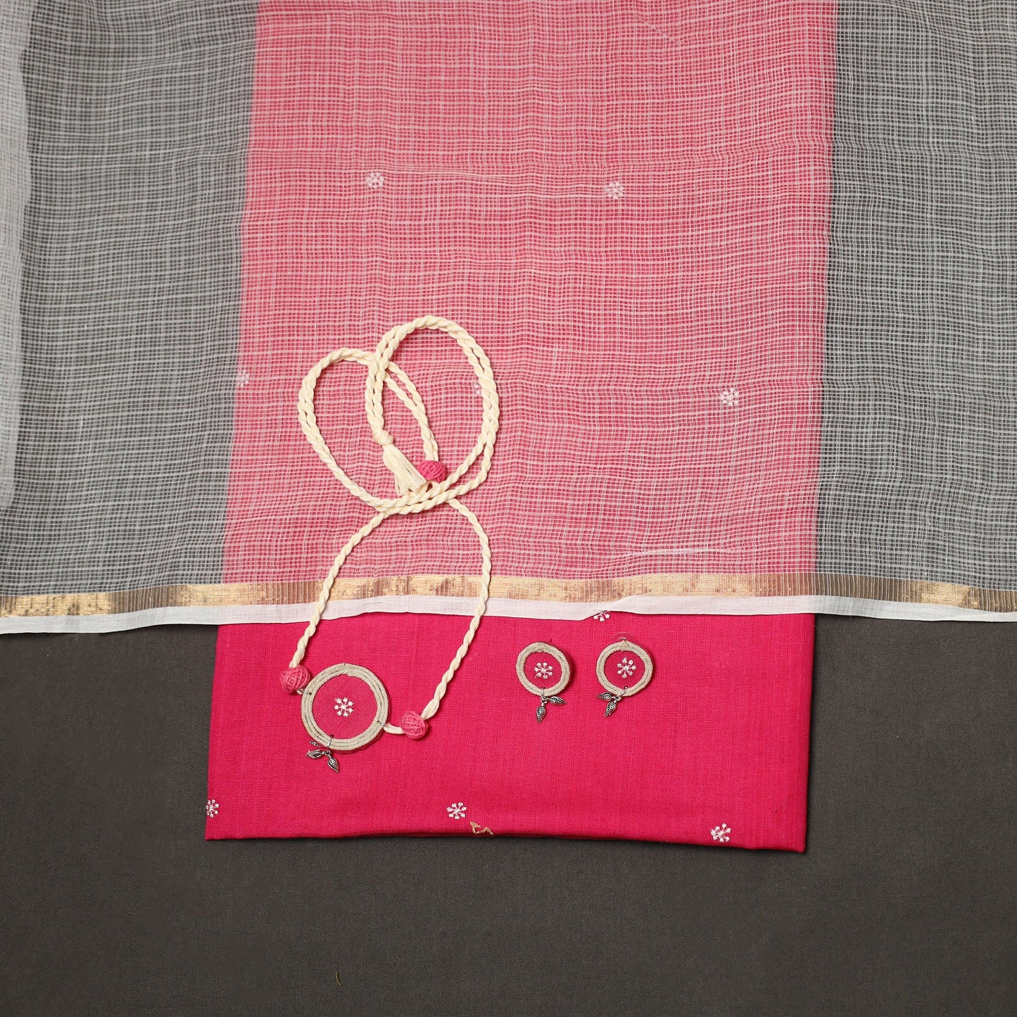 Thread buti plain cotton 2pc unstitched dress material