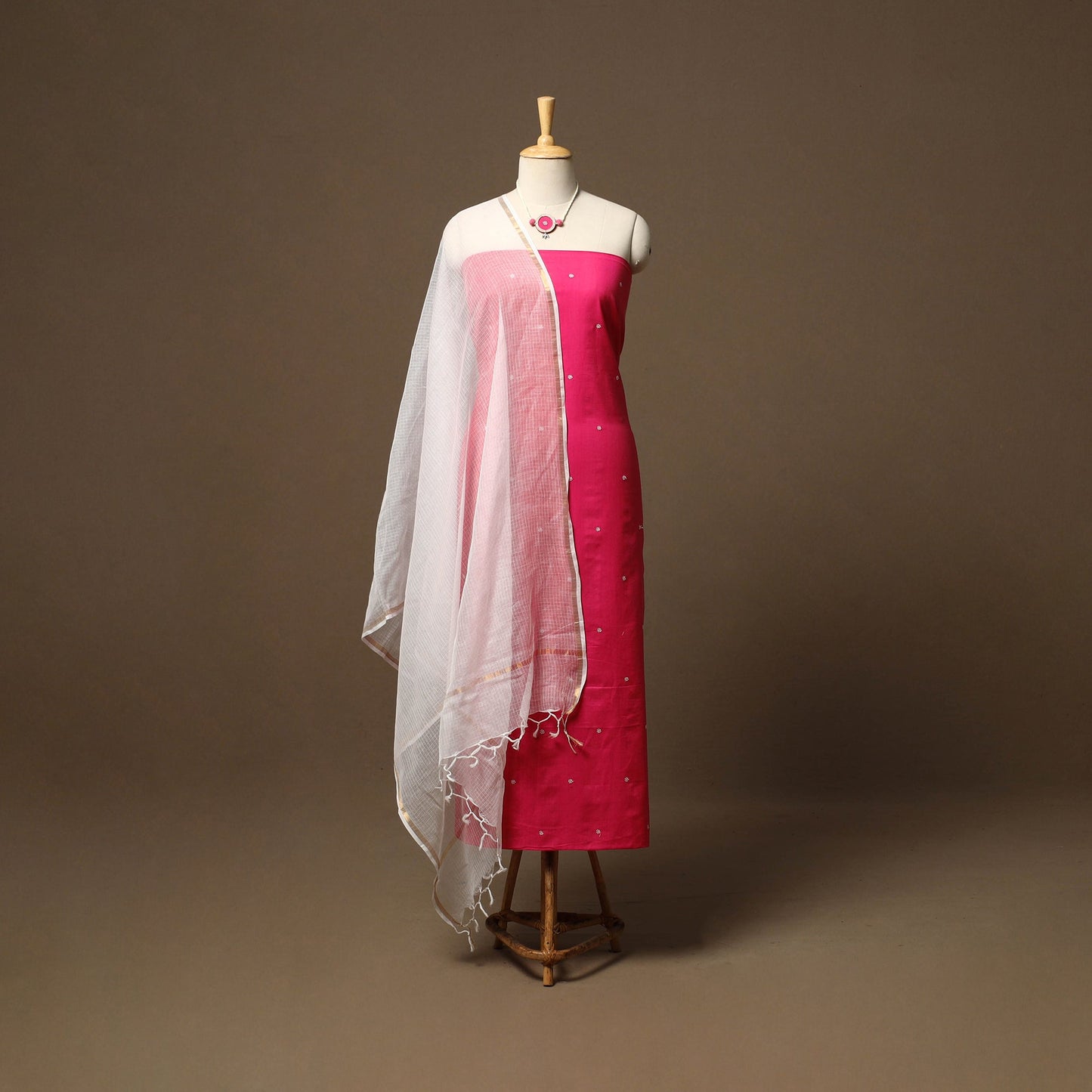 Thread buti plain cotton 2pc unstitched dress material