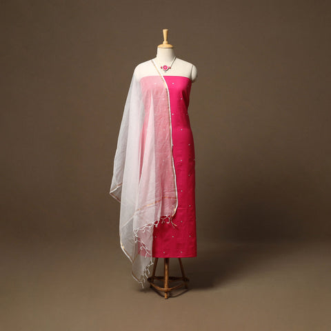 Thread buti plain cotton 2pc unstitched dress material