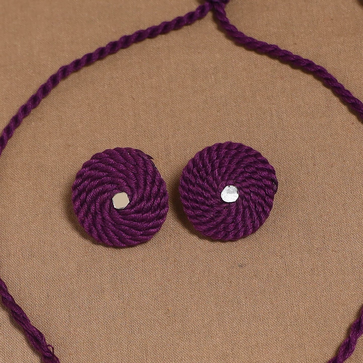 Thread ghungroo & mirror work necklace set 03 - handcrafted