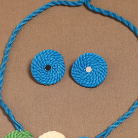 Thread ghungroo & mirror work necklace set 05 - handcrafted