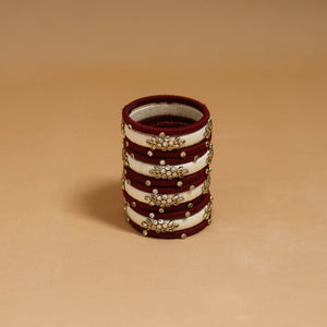 Thread kundan work handmade bangle set 17 - handcrafted