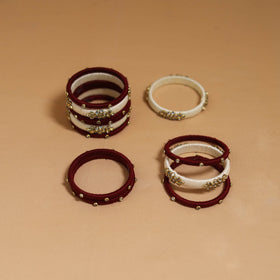 Thread kundan work handmade bangle set 17 - handcrafted