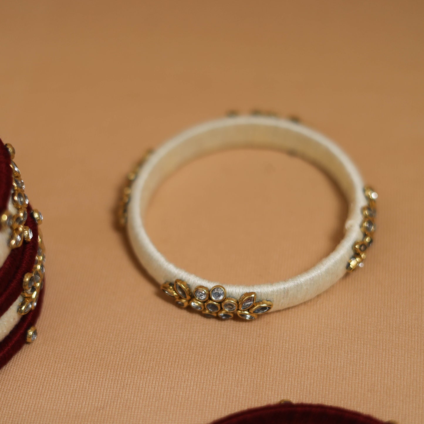 Thread kundan work handmade bangle set 17 - handcrafted