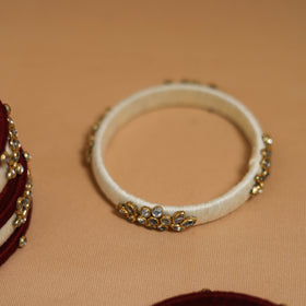 Thread kundan work handmade bangle set 17 - handcrafted