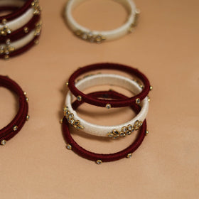 Thread kundan work handmade bangle set 17 - handcrafted