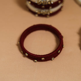 Thread kundan work handmade bangle set 17 - handcrafted