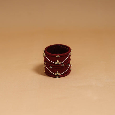 Thread kundan work handmade bangle set 18 - handcrafted