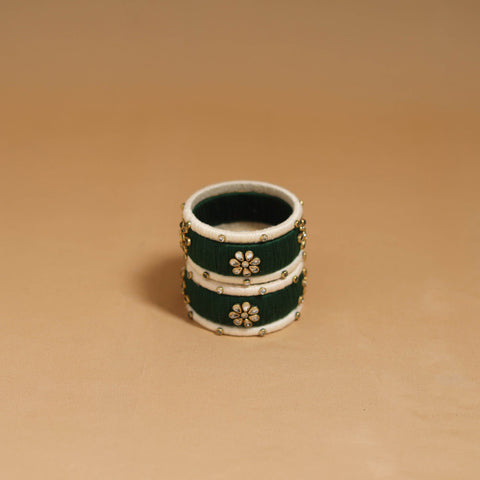 Thread kundan work handmade bangle set (size - 2-6) 21