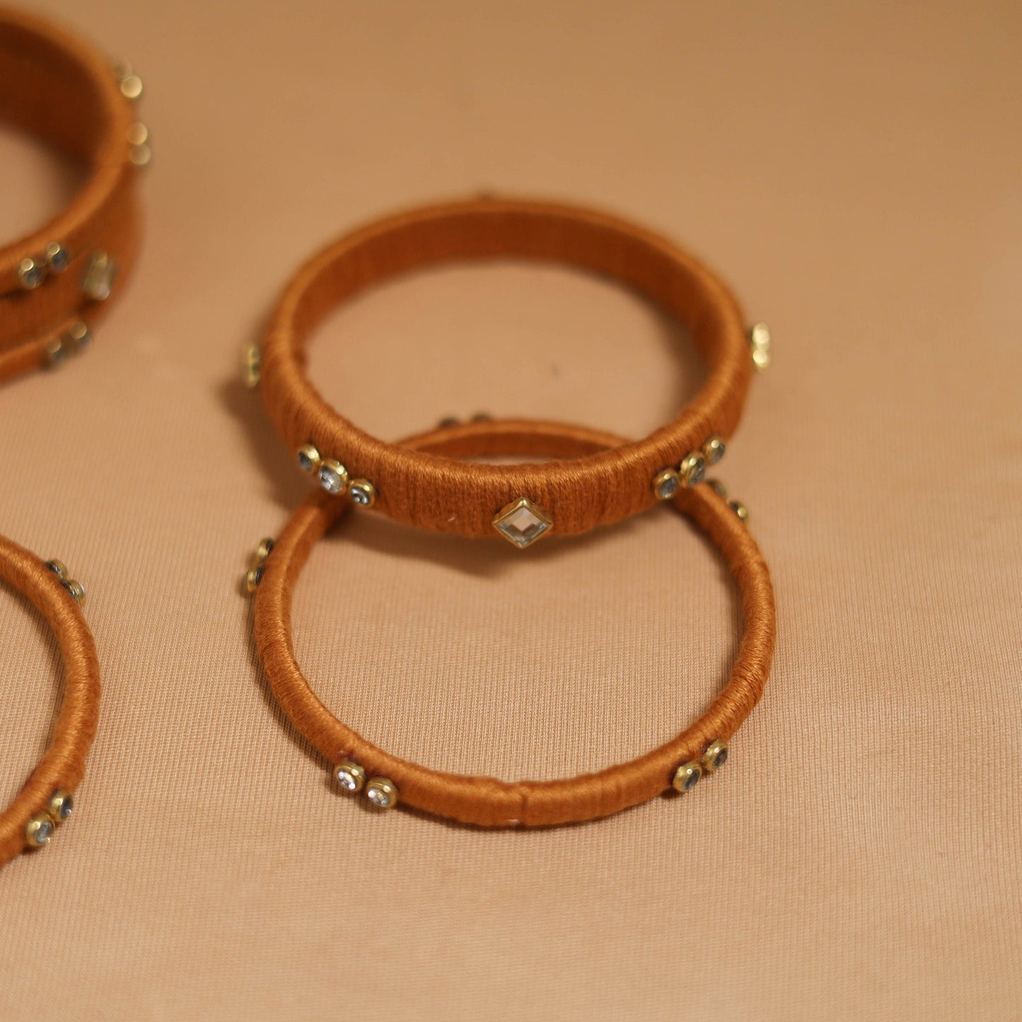 Thread kundan work handmade bangle set (size - 2-6) 23