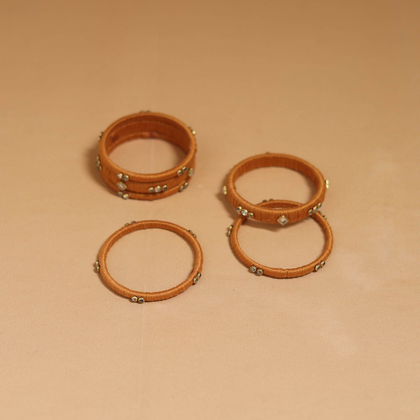 Thread kundan work handmade bangle set (size - 2-6) 23