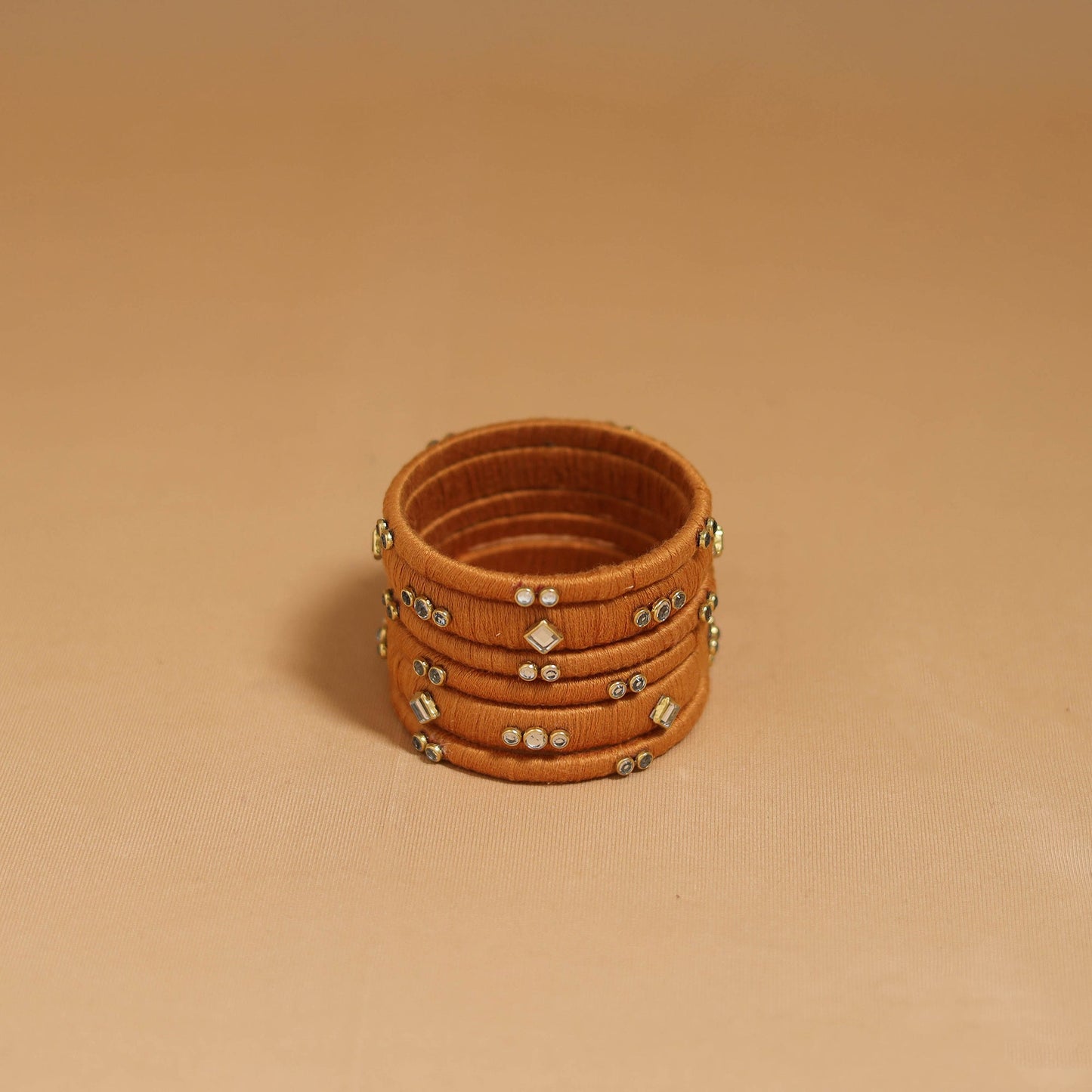 Thread kundan work handmade bangle set (size - 2-6) 23