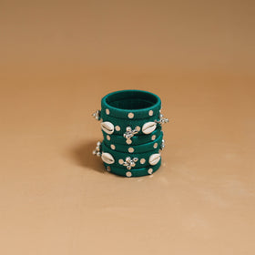 Thread mirror work handmade bangle set 16 - handcrafted