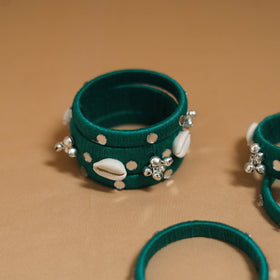 Thread mirror work handmade bangle set 16 - handcrafted