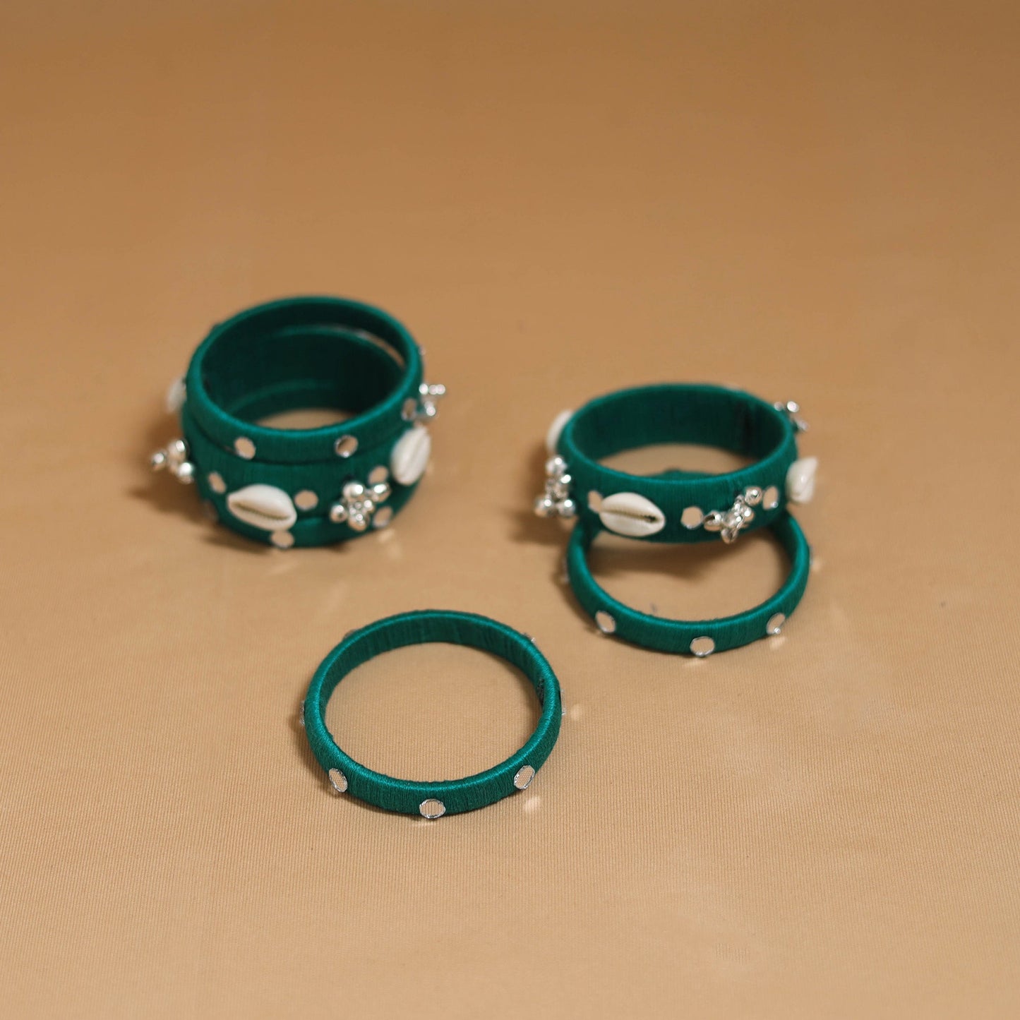 Thread mirror work handmade bangle set 16 - handcrafted