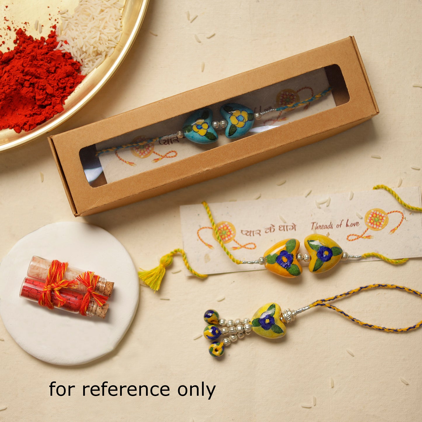 Handmade Kundan & Beadwork Reversible Rakhi 03