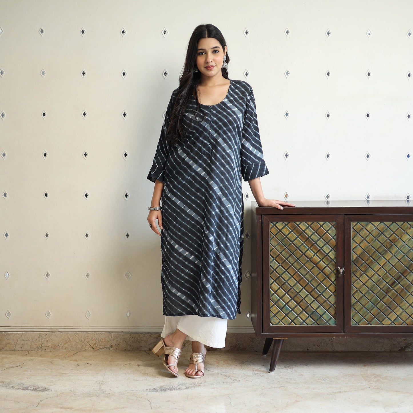 Tie-Dye Cotton Straight Leheriya Kurta