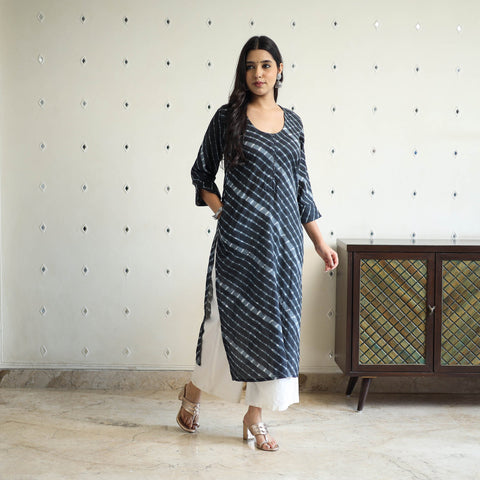 Tie-Dye Cotton Straight Leheriya Kurta