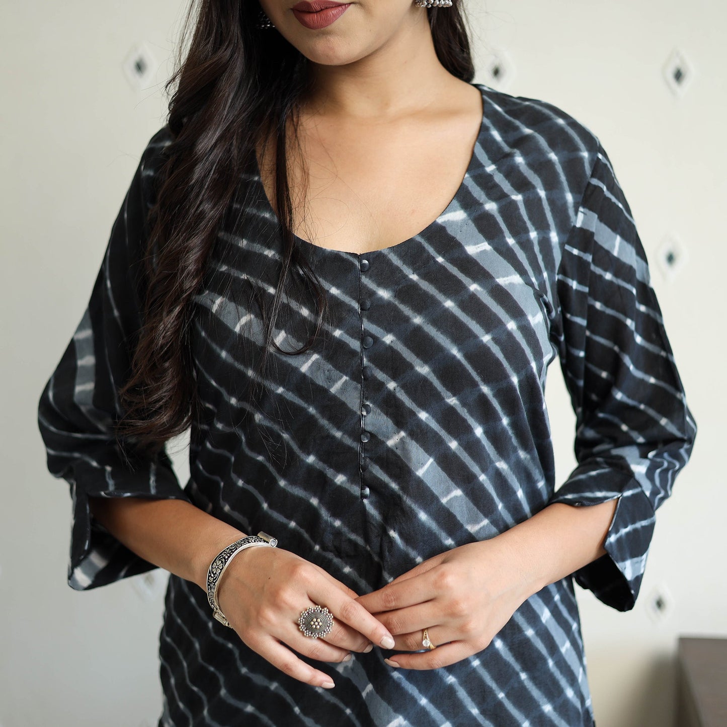 Tie-Dye Cotton Straight Leheriya Kurta