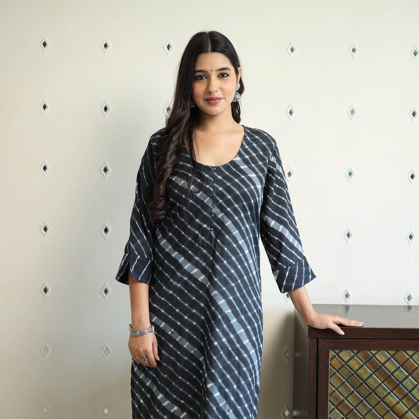 Tie-Dye Cotton Straight Leheriya Kurta