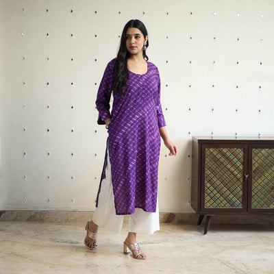 Tie-Dye Cotton Straight Leheriya Kurta