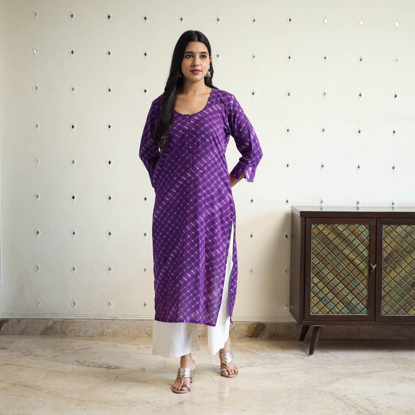 Tie-Dye Cotton Straight Leheriya Kurta