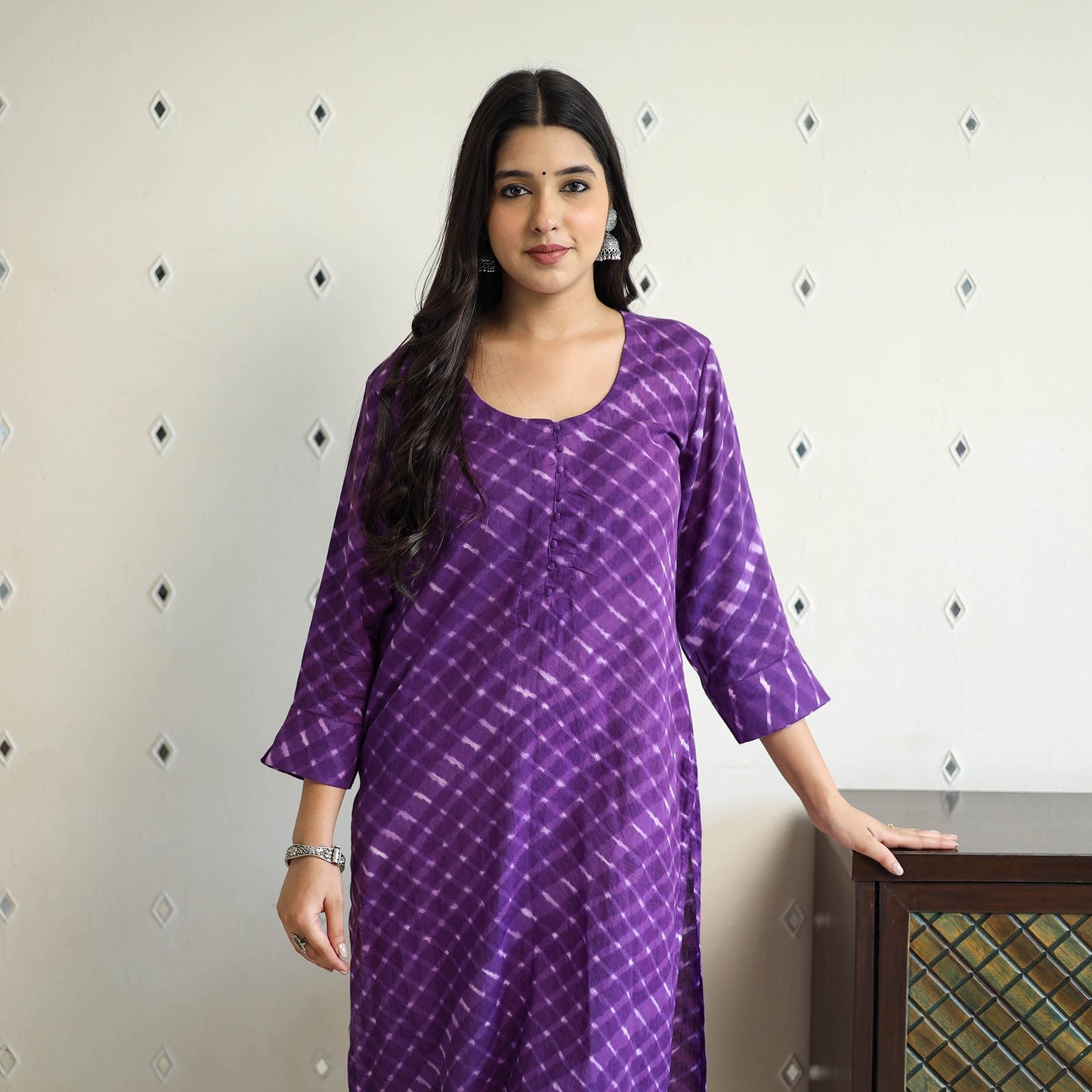 Tie-Dye Cotton Straight Leheriya Kurta