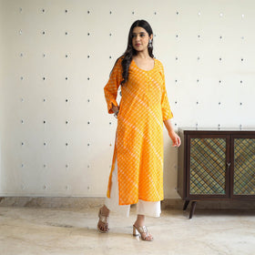Tie-Dye Cotton Straight Leheriya Kurta