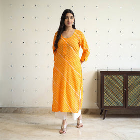 Tie-Dye Cotton Straight Leheriya Kurta