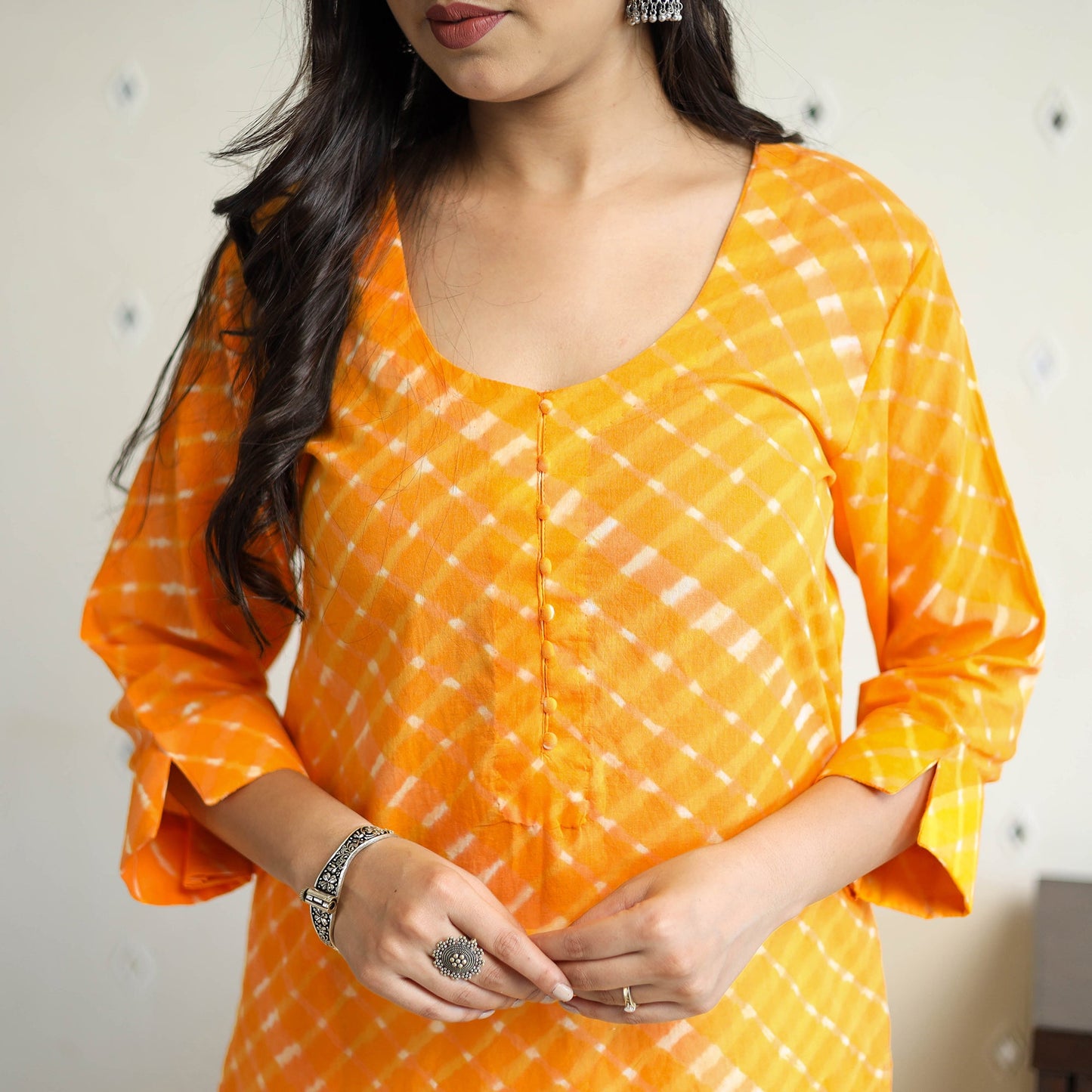 Tie-Dye Cotton Straight Leheriya Kurta