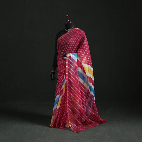 Tie-dye kota doria cotton leheriya saree 16 - handcrafted