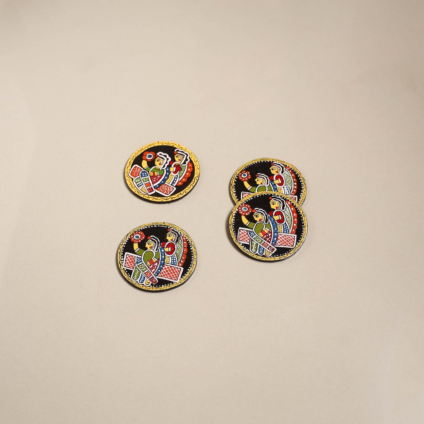Tikuli art handpainted wooden coasters (set of 4) 01