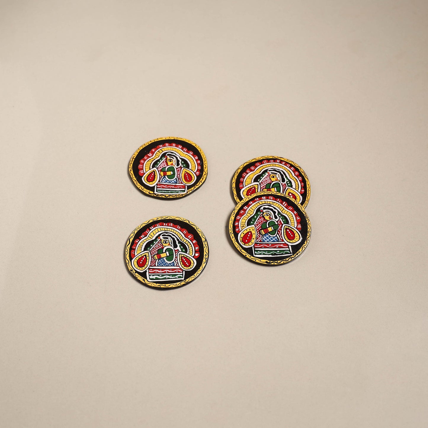 Tikuli art handpainted wooden coasters (set of 4) 03