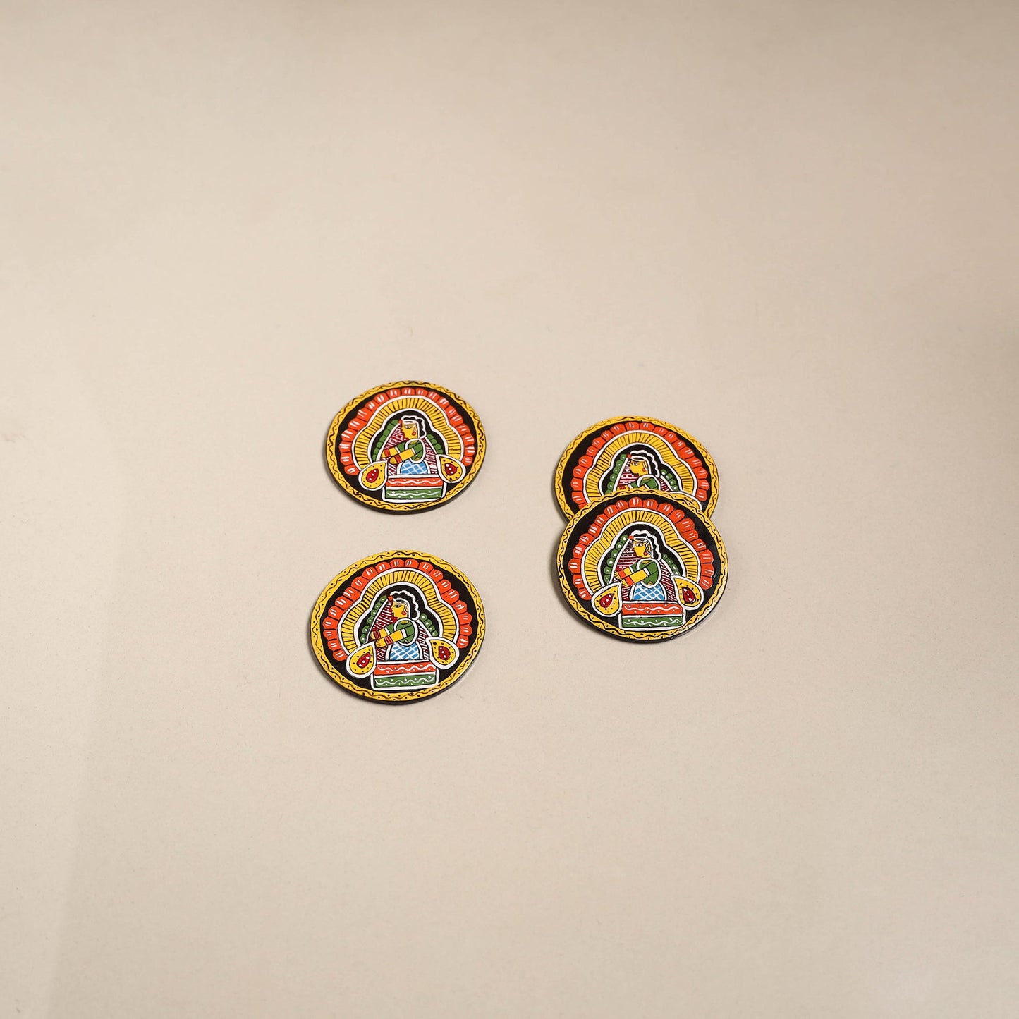 Tikuli art handpainted wooden coasters (set of 4) 05